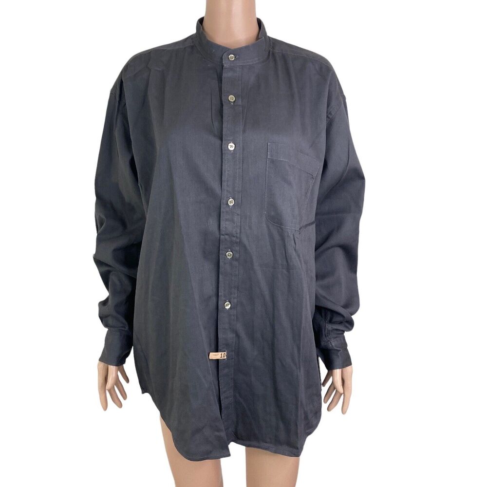 L'Homme Shirt Mens 17 34/35 Button Front Gray